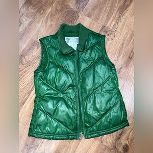 3/$15 warm comf fleece lined green zip collar puffy vest pockets medium old navy